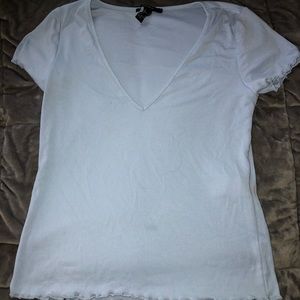 Light Blue V-Neck Crop Top